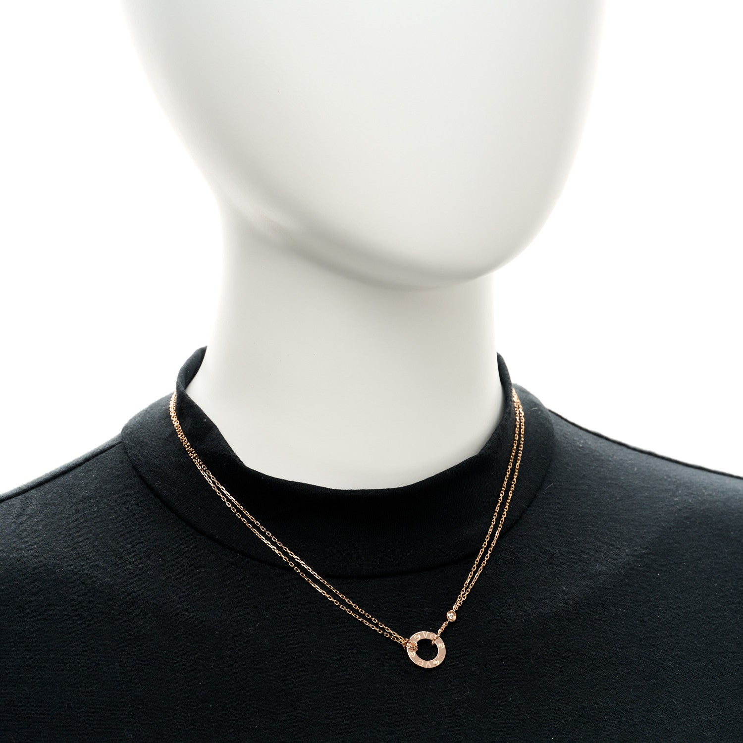 Cartier 18K Pink Gold 2 Diamond LOVE Necklace 2 of 4