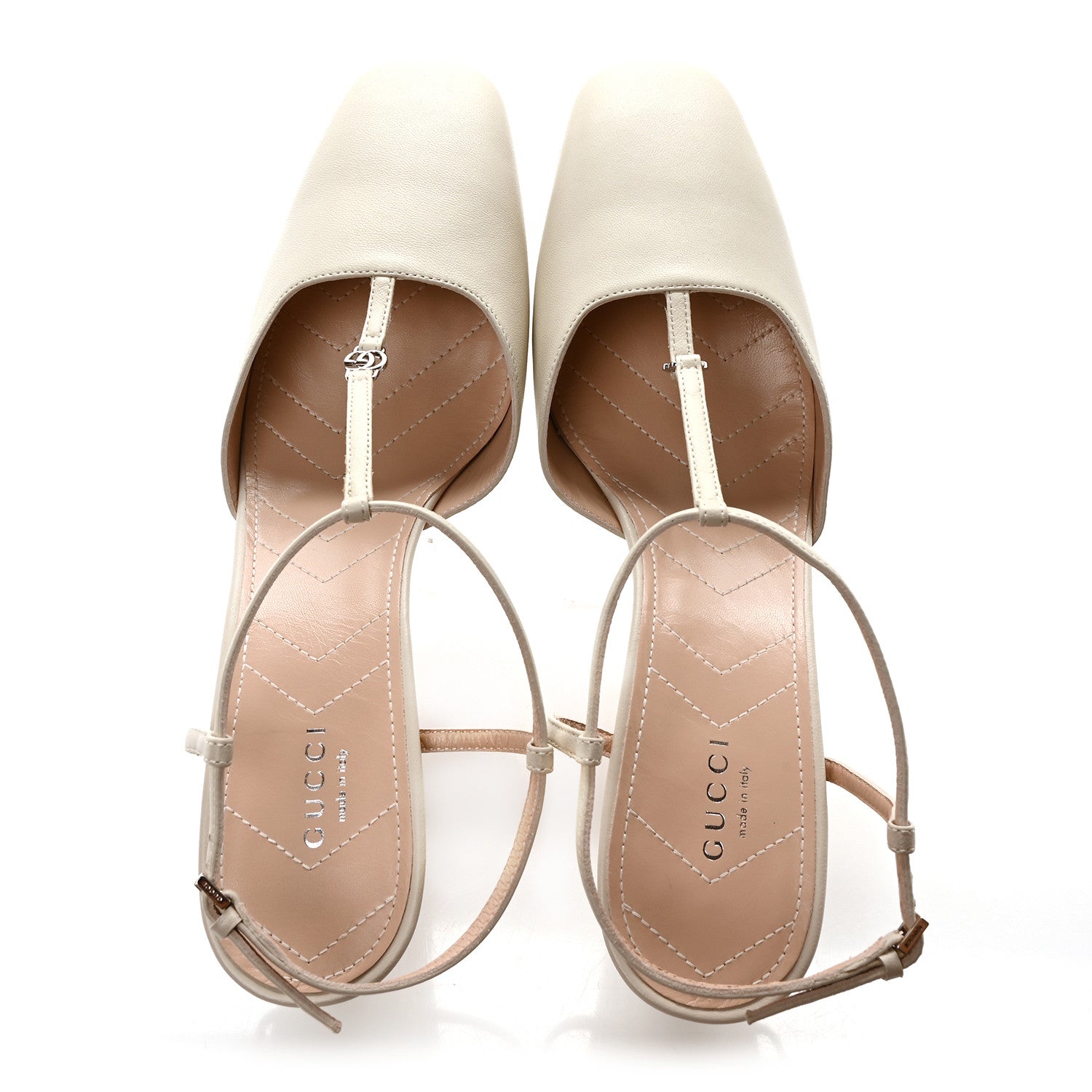 Gucci Nappa Charlotte Petite GG 55mm Slingback Pumps 40 New Mystic White 2 of 8