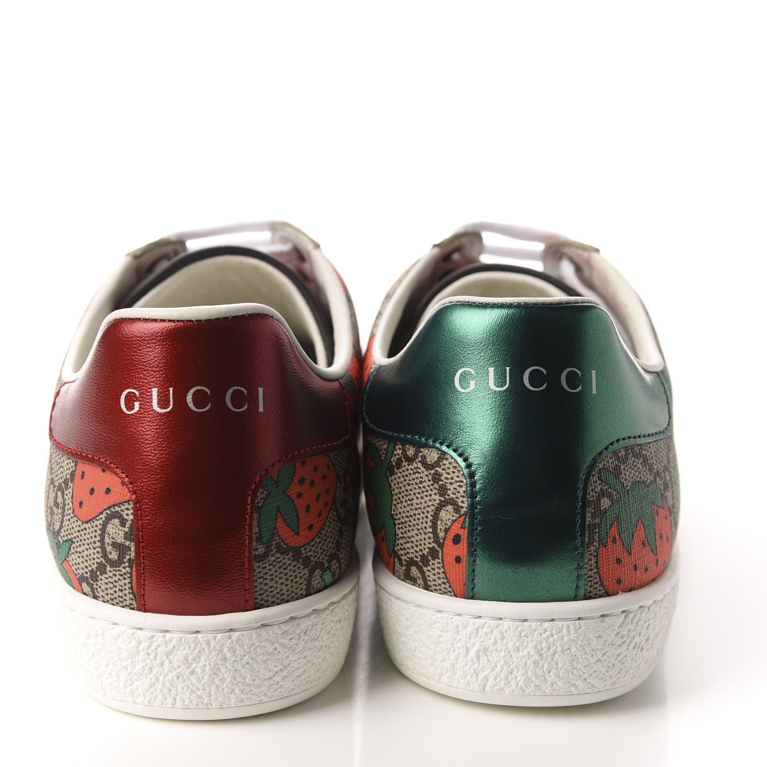 Gucci GG Supreme Monogram Strawberry Web Womens Ace Sneakers 37 Beige Multicolor Red Green 5 of 10