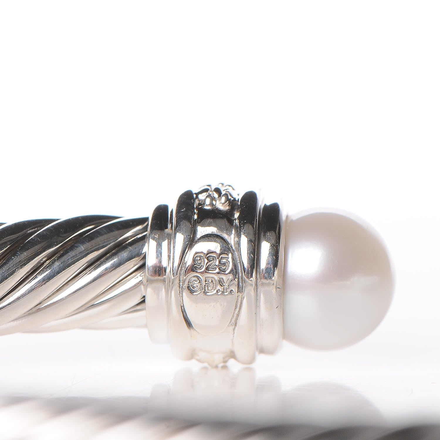 David Yurman Sterling Silver Diamond Pearl 7mm Cable Classics Bracelet 5 of 5