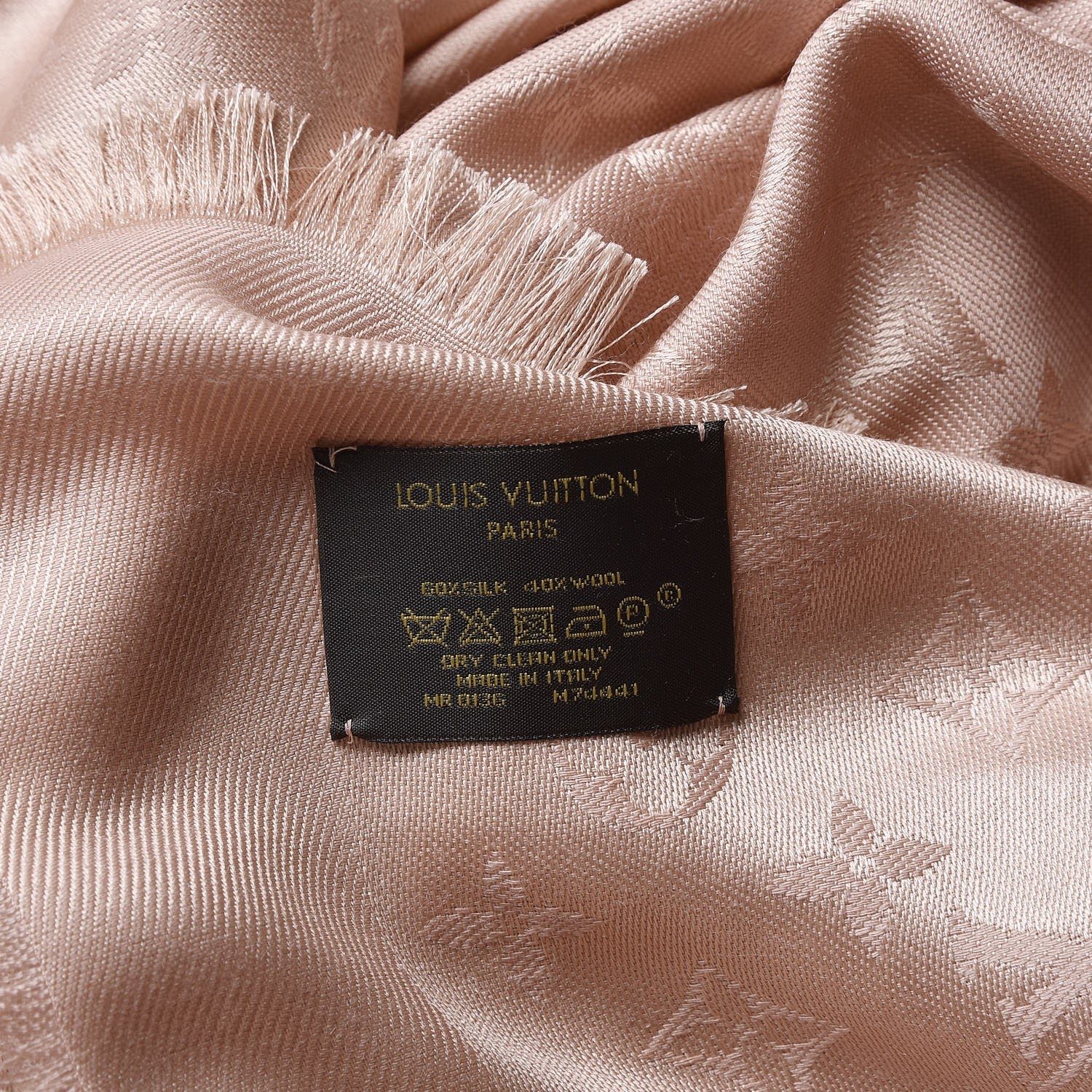 Louis Vuitton Silk Wool Monogram Shawl Natural 5 of 5