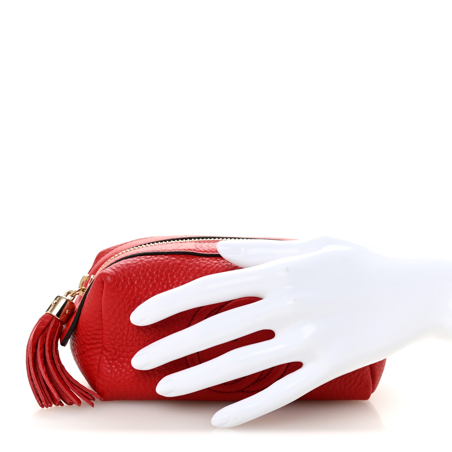 Gucci Pebbled Calfskin Soho Small Cosmetic Case Red 2 of 8