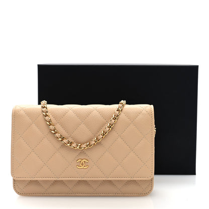 Chanel Caviar Quilted Wallet on Chain WOC Beige 11 of 11