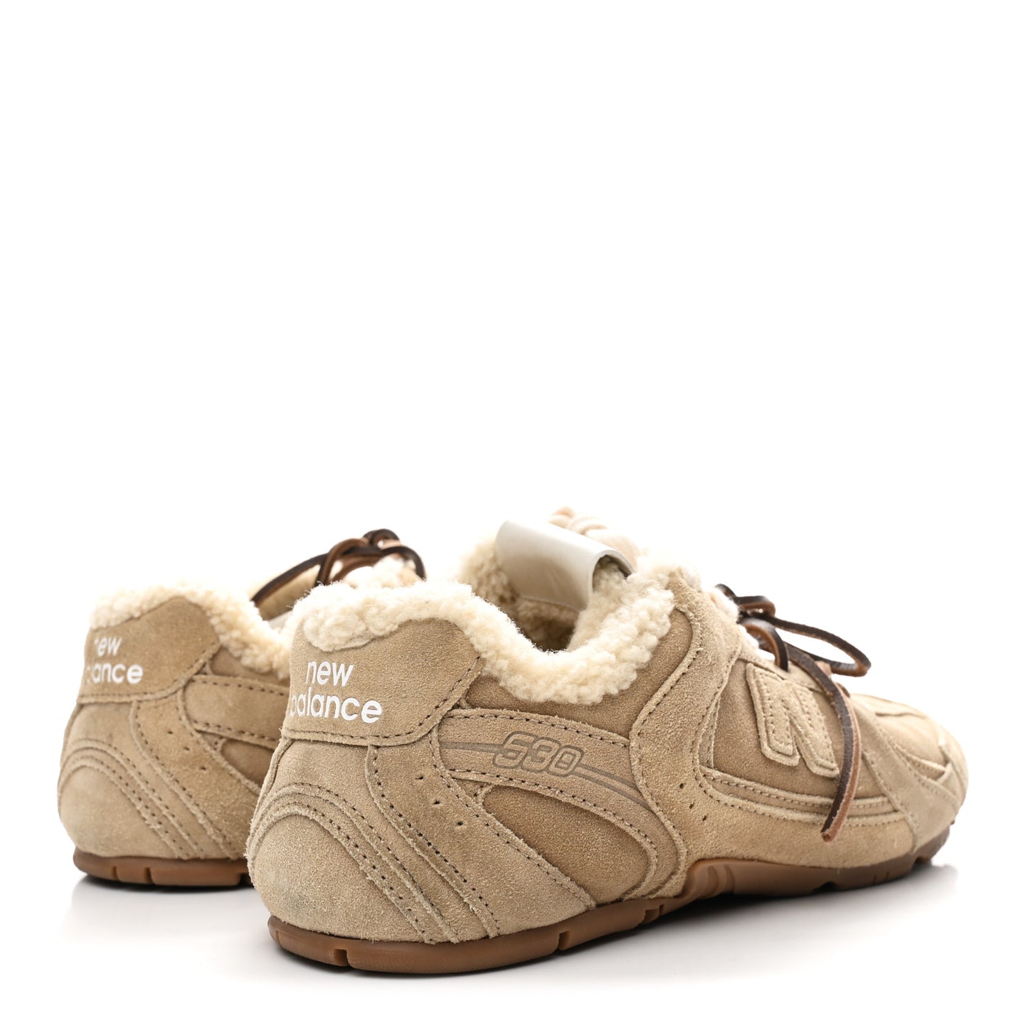 X NEW BALANCE Suede Shearling 530 SL Sneakers 37 Ecru