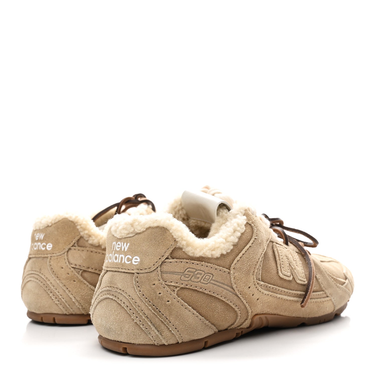 Miu Miu X NEW BALANCE Suede Shearling 530 SL Sneakers 37 Ecru 5 of 9
