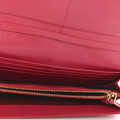 Prada Saffiano Triangle Continental Flap Wallet Peonia 5 of 15