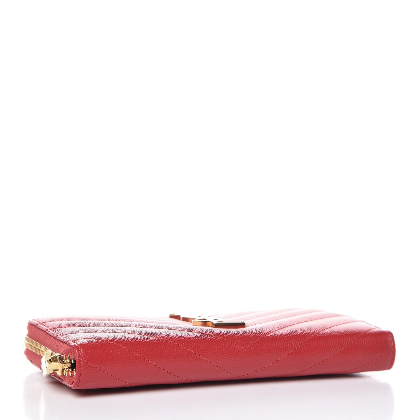 Grain De Poudre Matelasse Chevron Monogram Zip Around Wallet Red