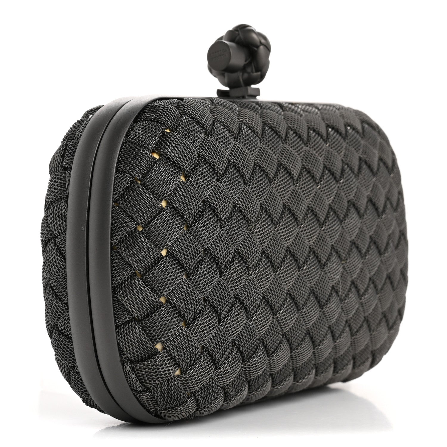 Bottega Veneta Metal Intrecciato Mesh Woven Knot Clutch Argento 3 of 6