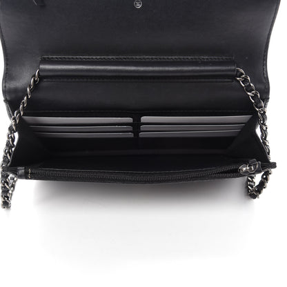 Chanel Calfskin Quilted Boy Wallet On Chain WOC Black 5 of 15