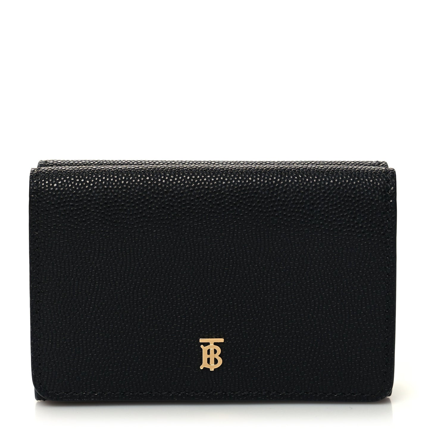 Grained Calfskin TB Compact Tri-Fold Wallet Black