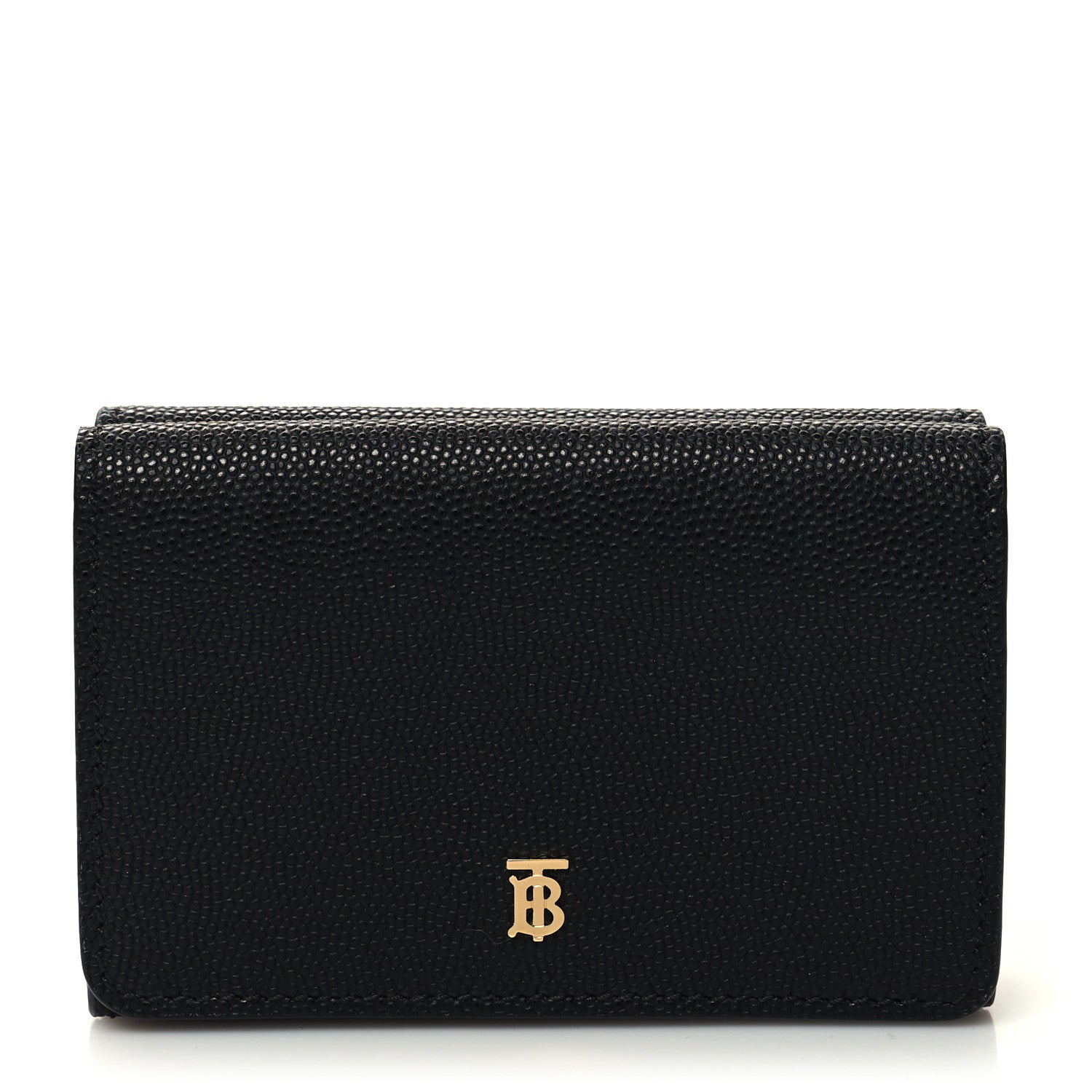 Burberry Grained Calfskin TB Compact Tri-Fold Wallet Black 1 of 8