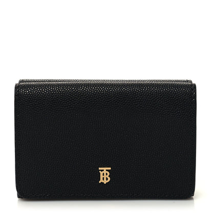 Burberry Grained Calfskin TB Compact Tri-Fold Wallet Black 1 of 8