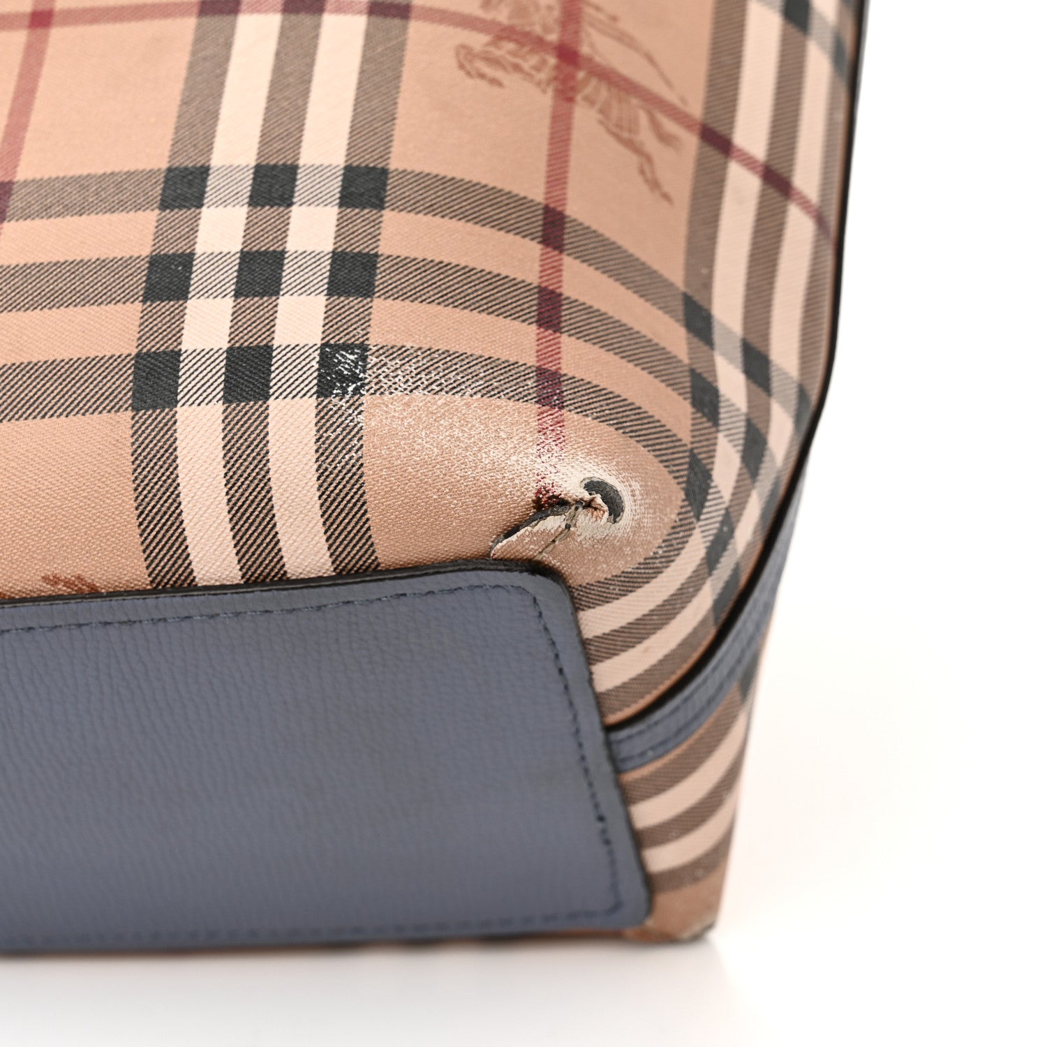 Burberry Calfskin Haymarket Check Small Reversible Tote Slate Blue 18 of 20