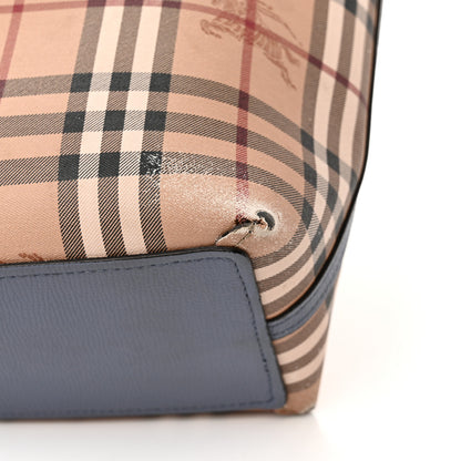 Burberry Calfskin Haymarket Check Small Reversible Tote Slate Blue 18 of 20