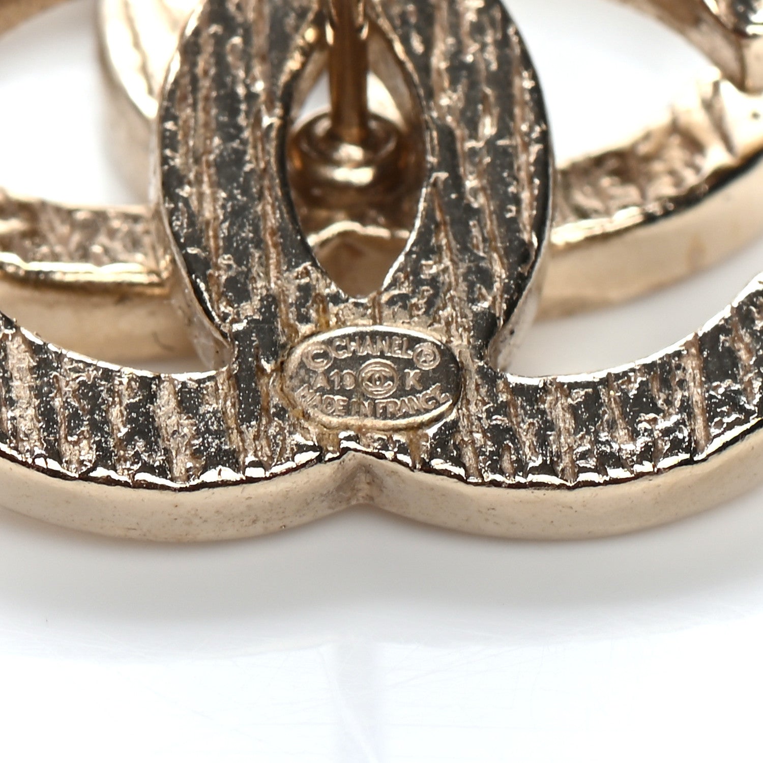 Chanel Textured CC Earrings Gold 4 of 4