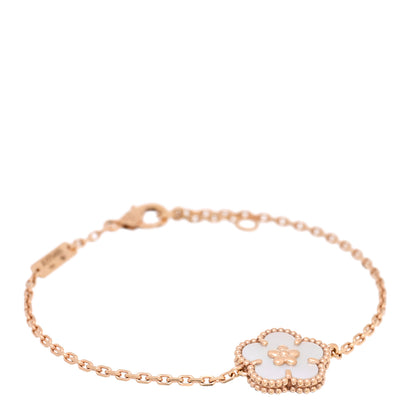 Van Cleef & Arpels 18K Rose Gold Mother Of Pearl Lucky Spring Plum Blossom Bracelet 1 of 4