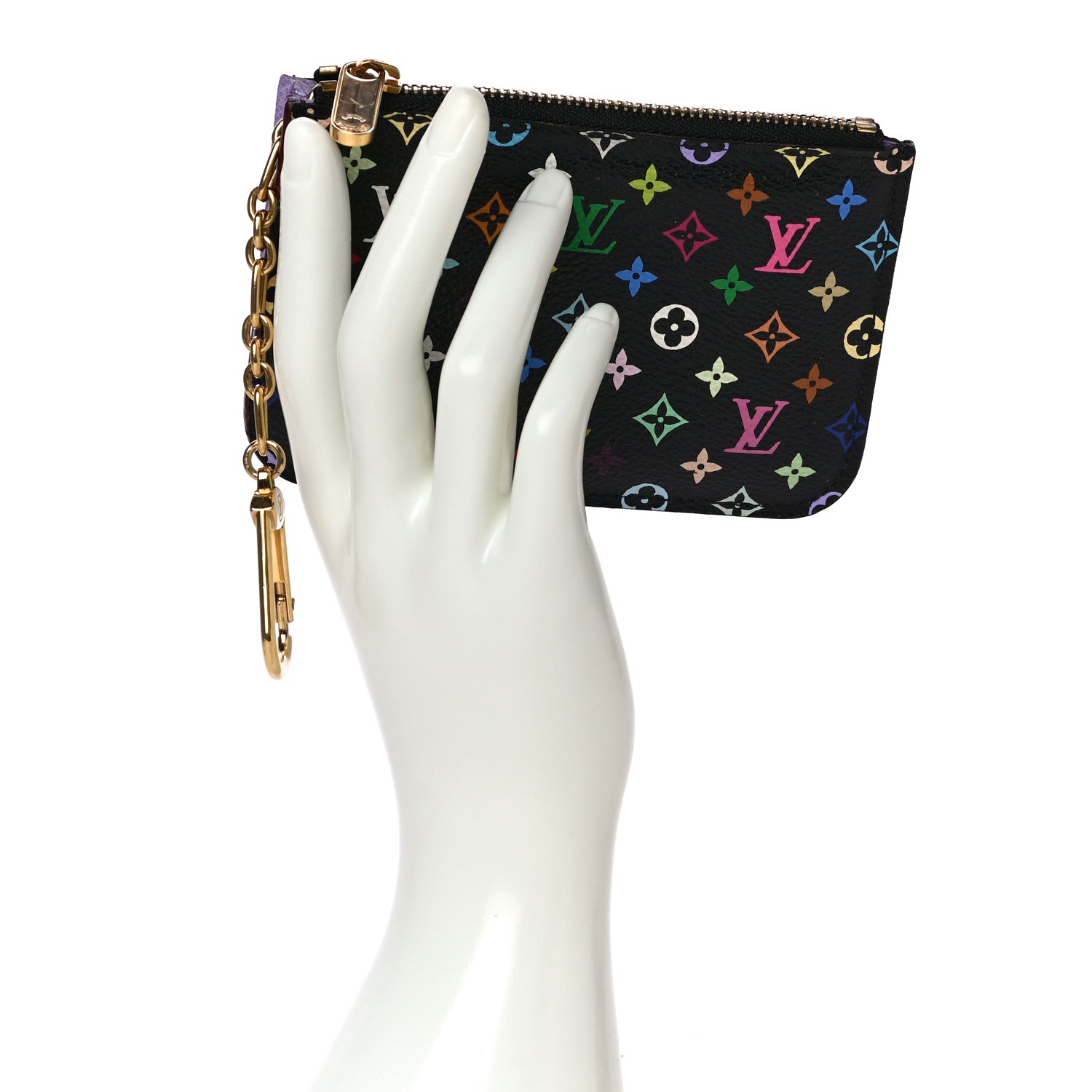 Louis Vuitton Monogram Multicolor Key Pouch Black Violet 2 of 9