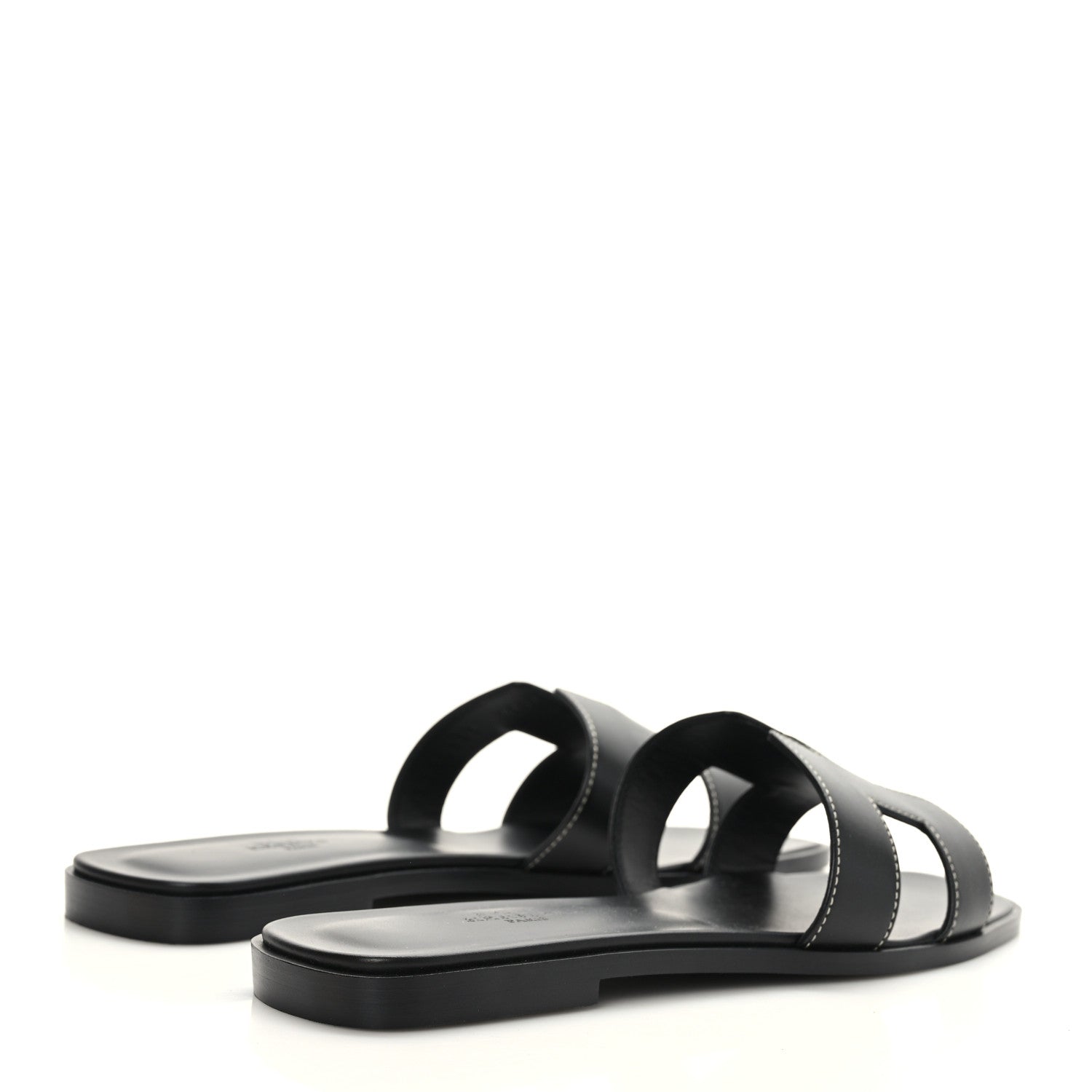 Hermes Box Calfskin Oran Sandals 38 Black 4 of 9