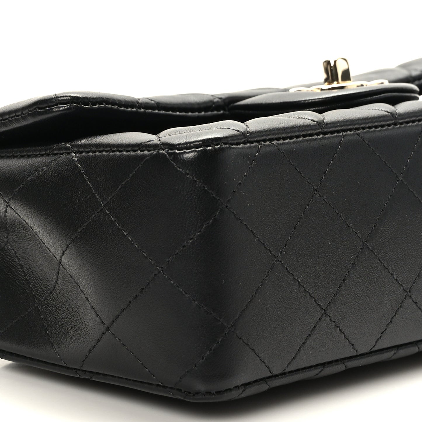 Lambskin Quilted Mini Rectangular Flap Black