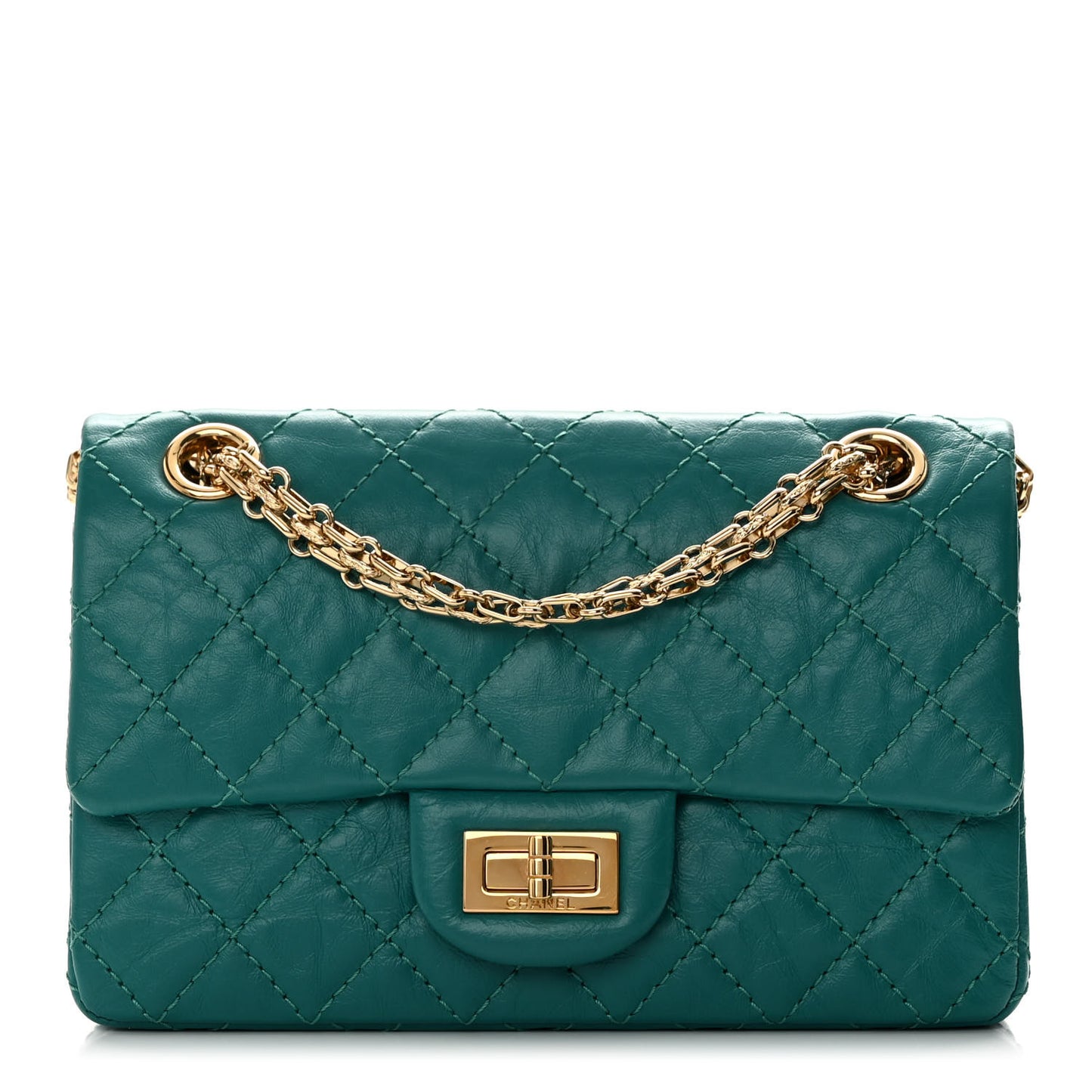 Aged Calfskin Quilted 2.55 Reissue Mini Flap Green