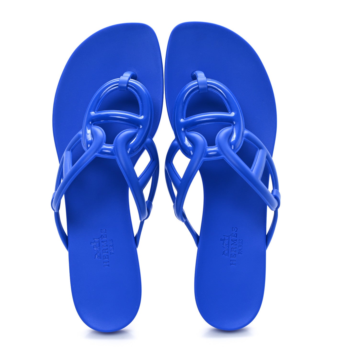 Hermes Rubber Womens Egerie Sandals 38 Bleu Outremer 2 of 10