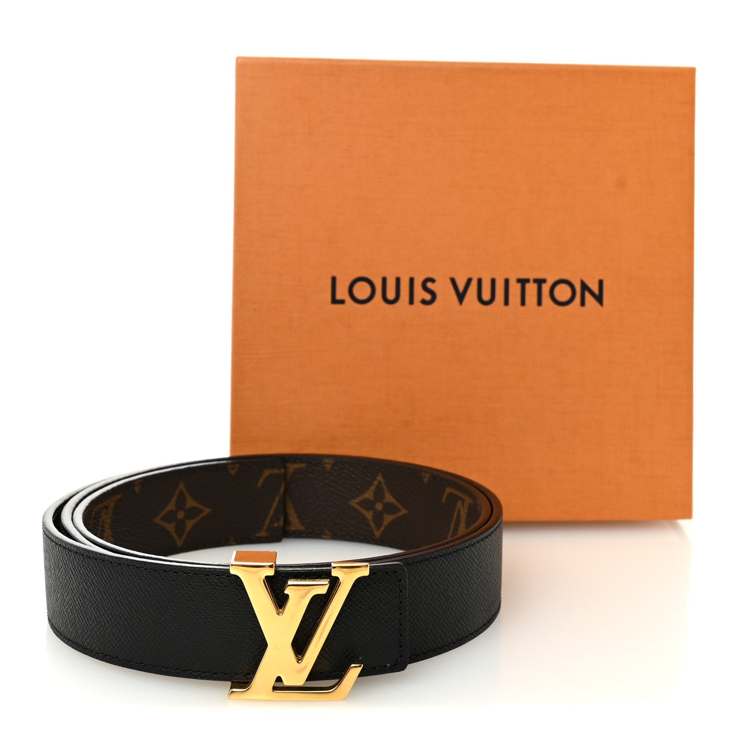 Calfskin Monogram 30mm LV Initiales Reversible Belt 90 36 Black