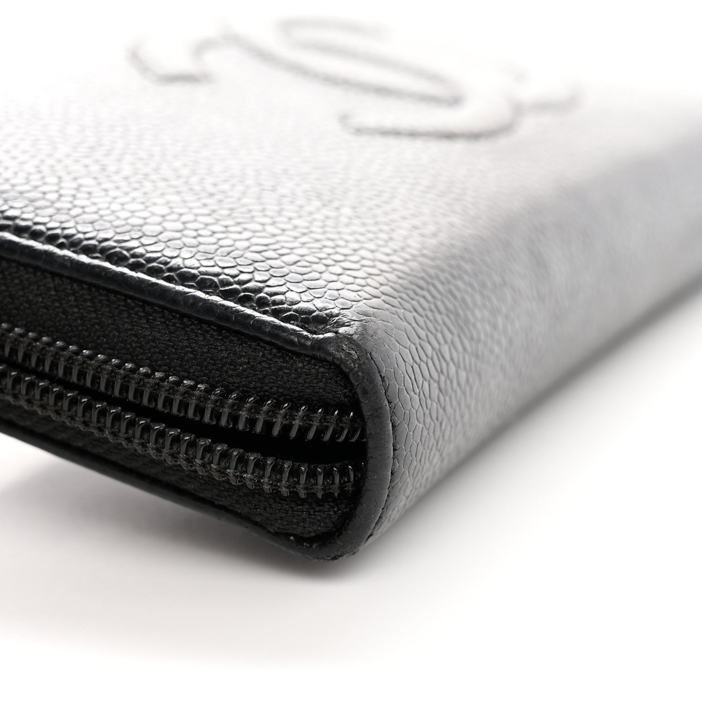 Caviar Large Timeless CC Zip Around Wallet Black