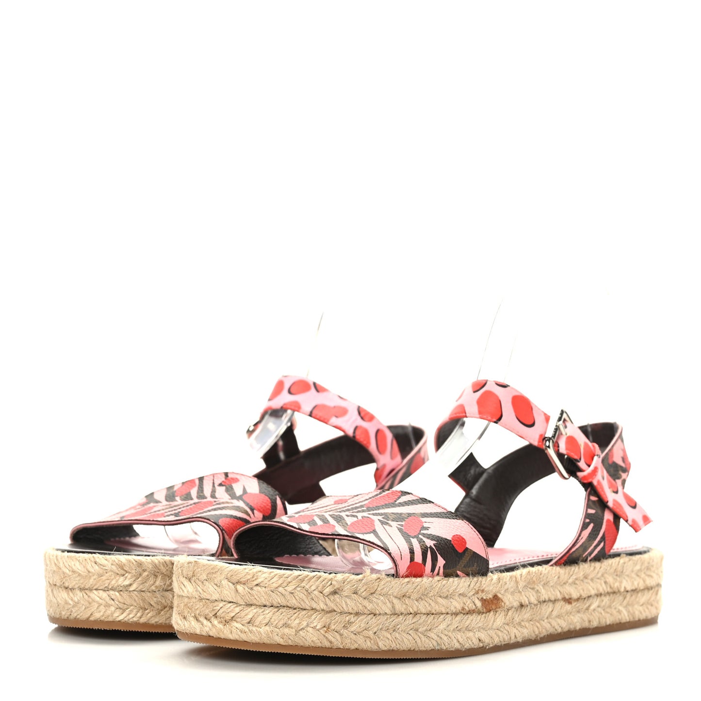 Monogram Jungle Dots Hibiscus Espadrille Sandals 39 Sugar Pink Poppy