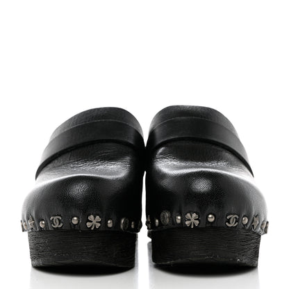 Chanel Calfskin CC Lucky Charms Studded Clogs 35 Black 2 of 8