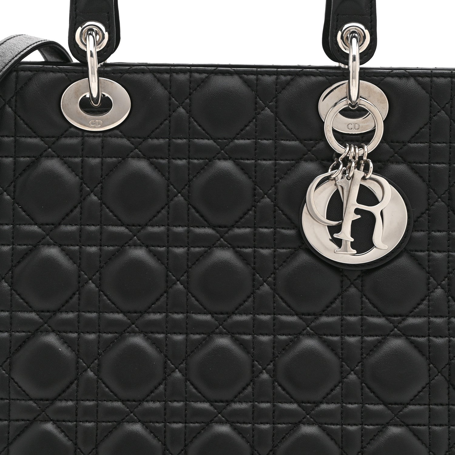 Christian Dior Lambskin Cannage Large Lady Dior Black 8 of 10