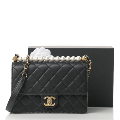 Chanel Lambskin Quilted Small Chic Pearls Flap Black 14 of 14