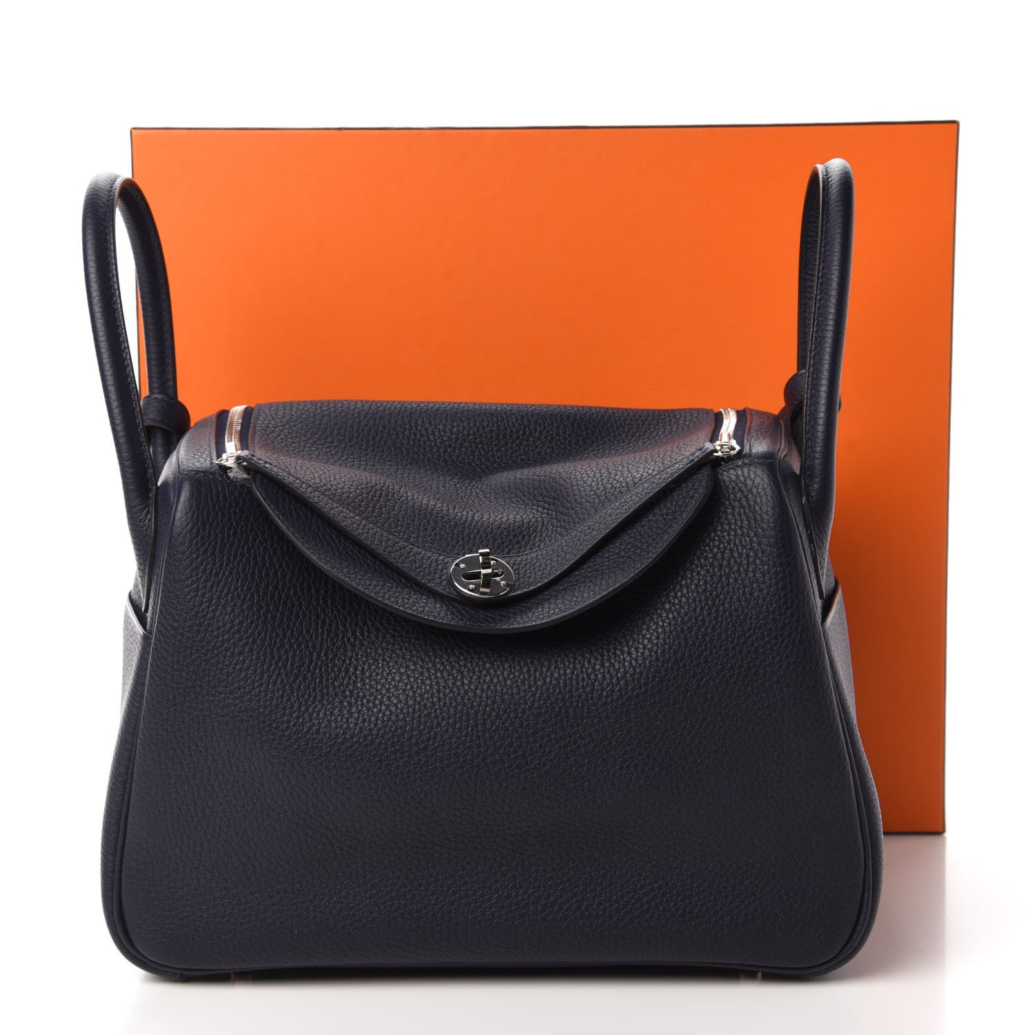 Hermes Taurillon Clemence Lindy 30 Bleu Nuit 10 of 10