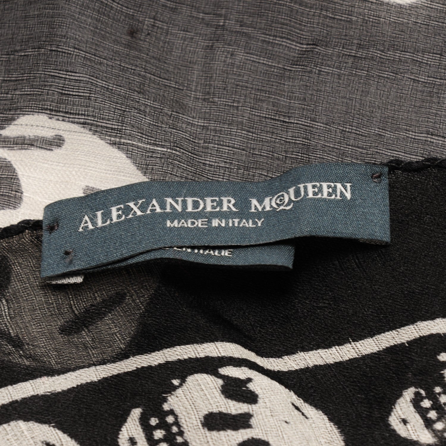 Alexander McQueen Silk Chiffon Skull Scarf Black Ivory 5 of 8