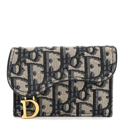 Christian Dior Oblique Saddle Card Holder Blue 1 of 8