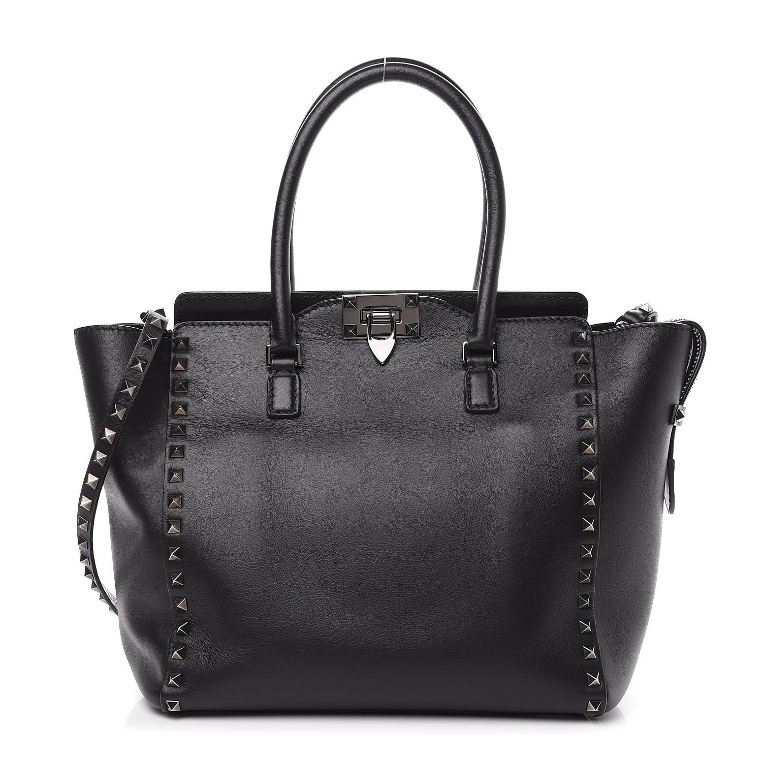 Valentino Garavani Vitello Rockstud Double Handle Tote Black 1 of 11