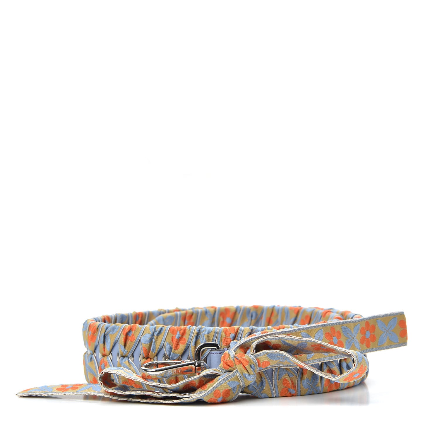 Calfskin Ribbon Lace Up Floral Strap You Blue