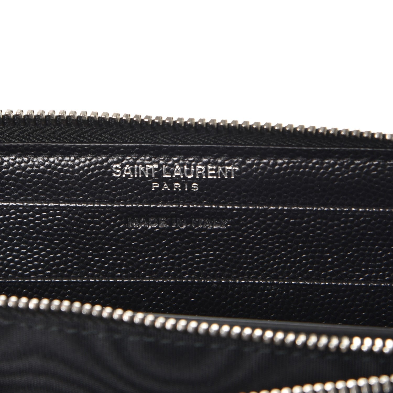 Saint Laurent Grain De Poudre Matelasse Chevron Monogram Zip Around Wallet Black 6 of 9