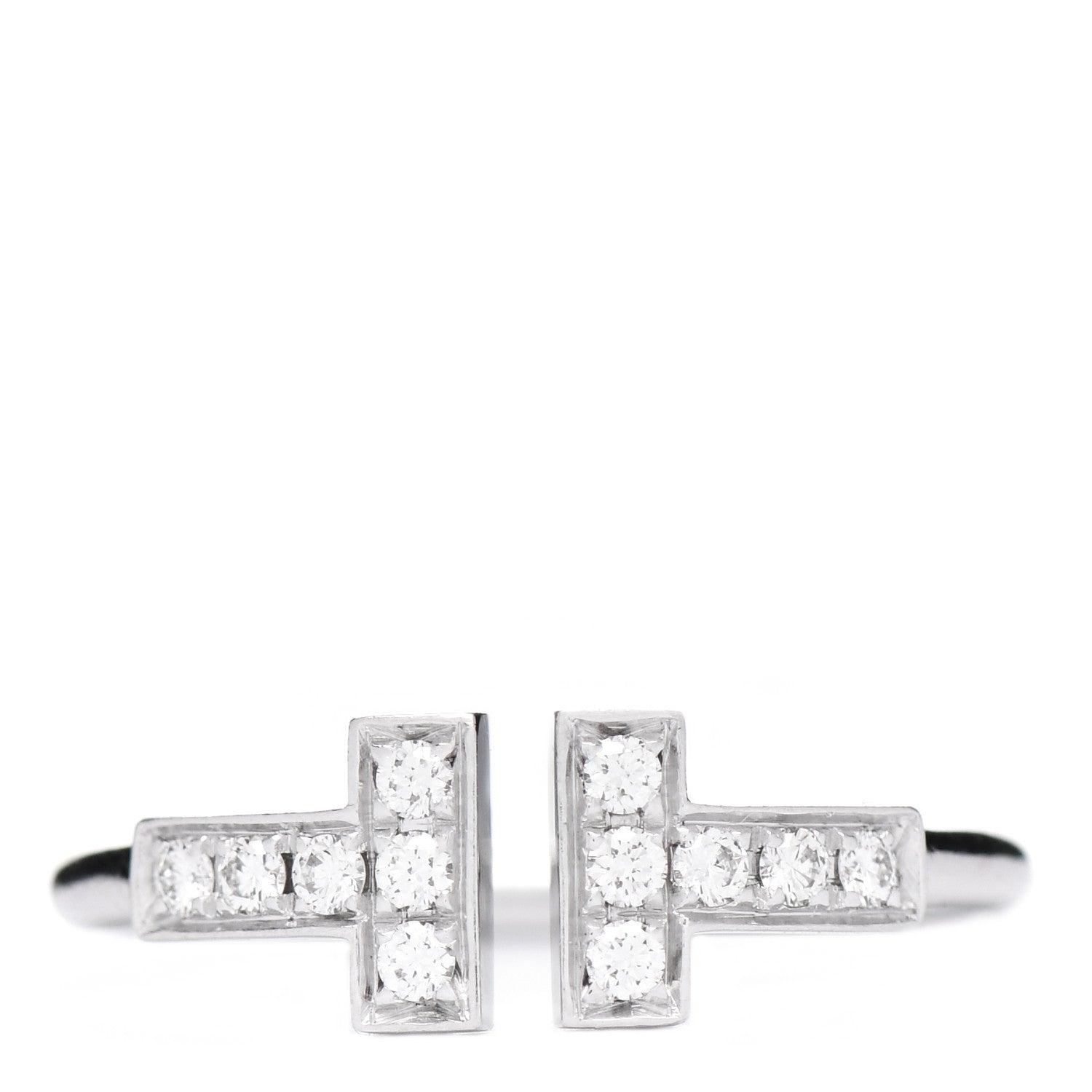 Tiffany 18K White Gold Diamond T Wire Ring 48 4.5 1 of 5