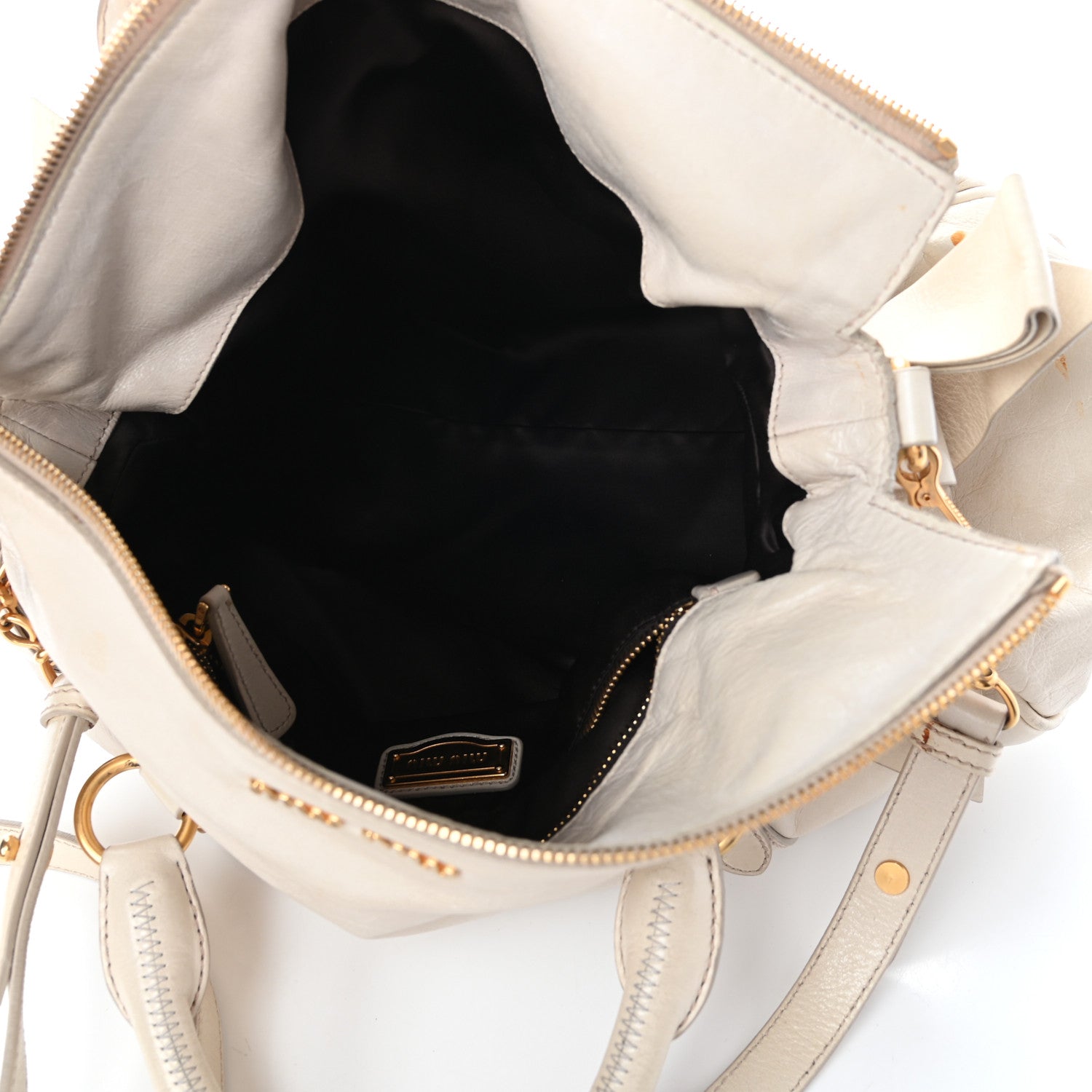 Miu Miu Vitello Lux Medium Bow Bag Talco 5 of 11