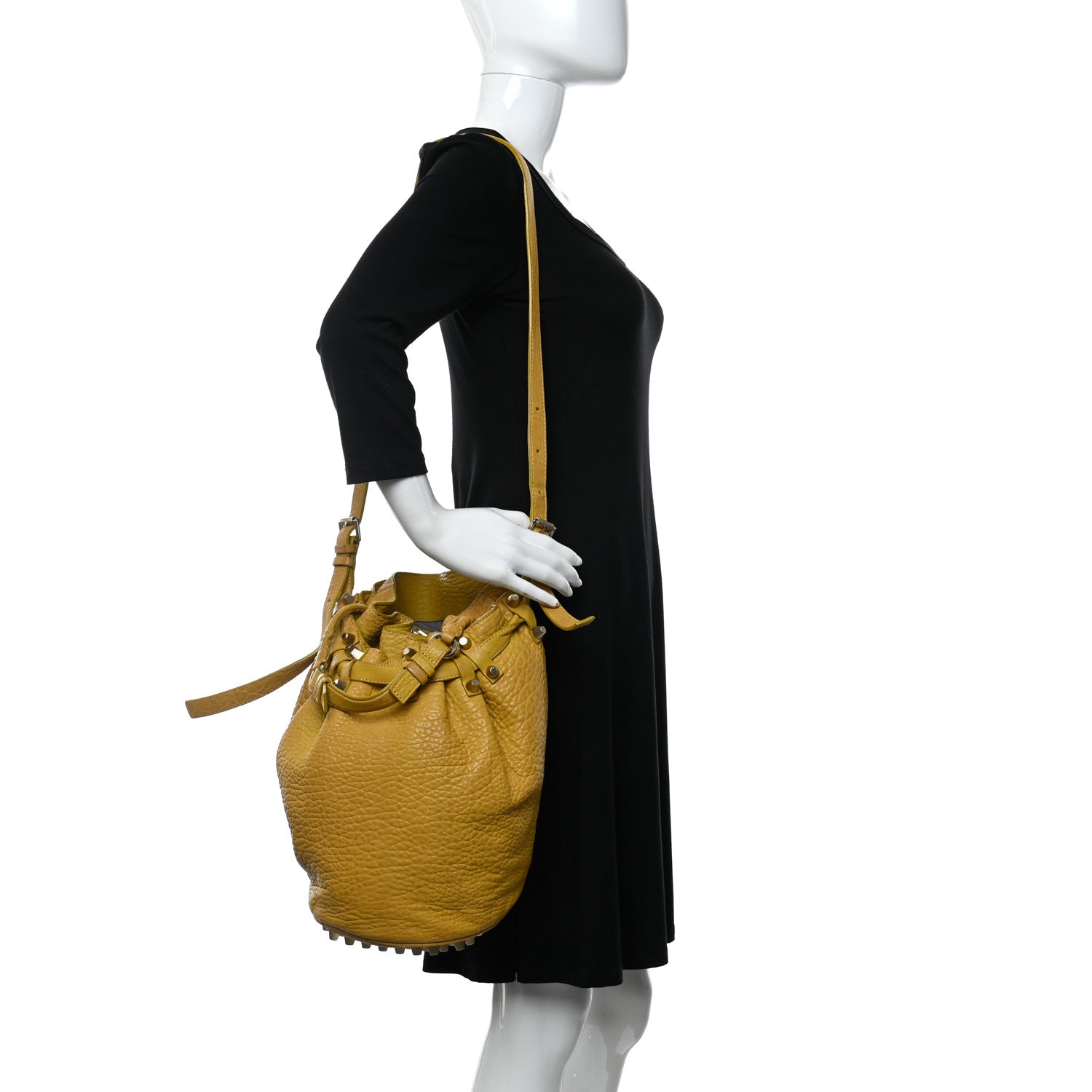 Alexander Wang Pebbled Lambskin Diego Bucket Bag Yellow 978324