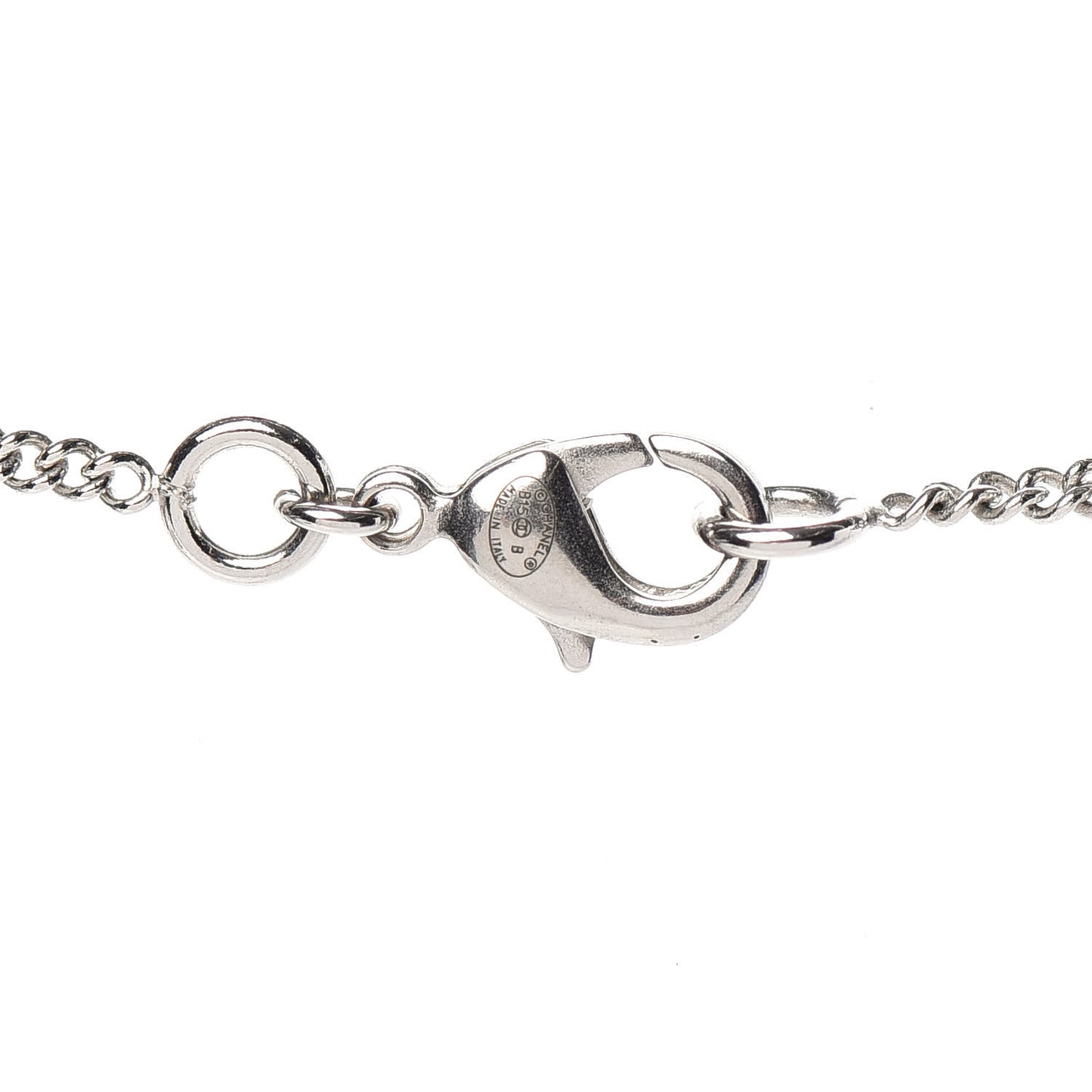 Baguette Crystal CC Pendant Necklace Silver