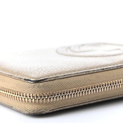 Gucci Metallic Pebbled Calfskin Soho Zip Around Wallet Golden Beige 11 of 13