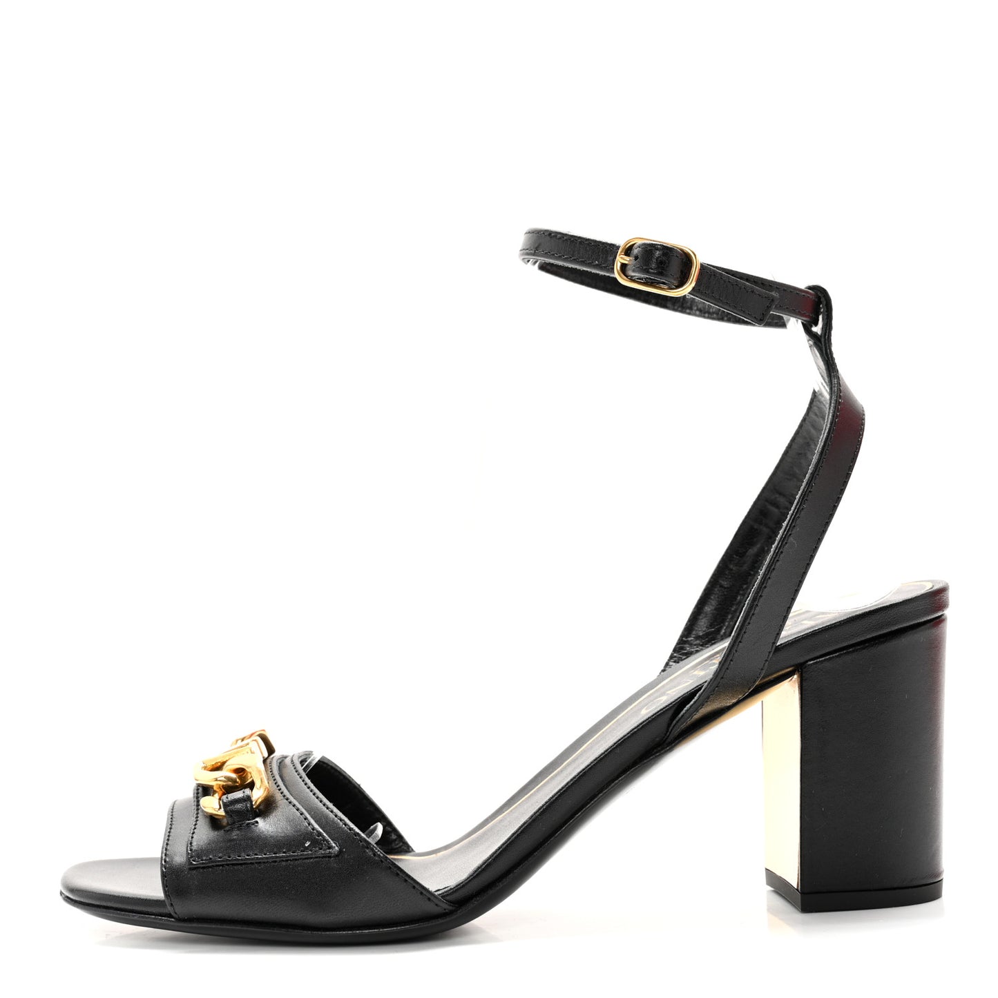 Calfskin VLogo Chain Sandals 37.5 Black