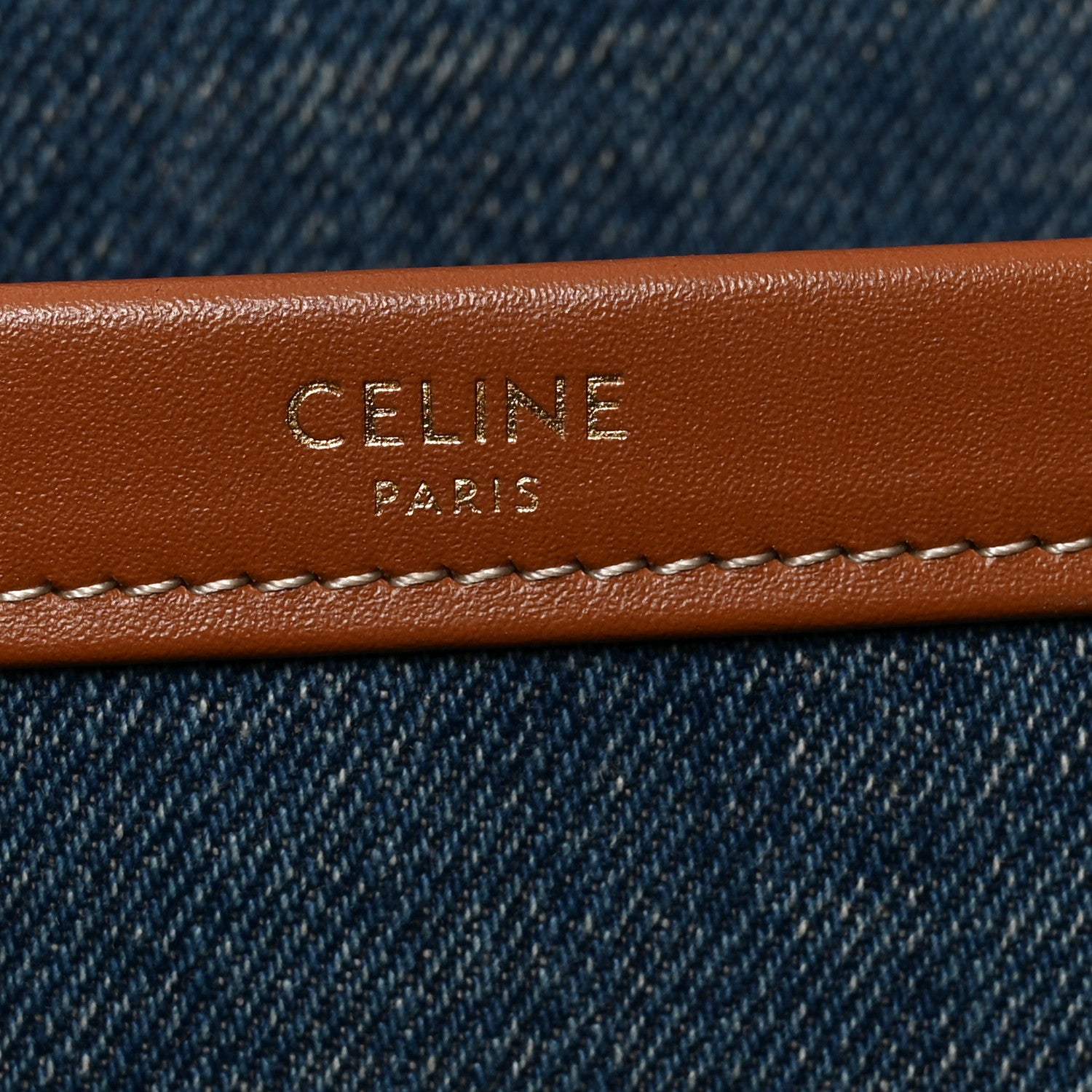 Celine Denim Large Thais Cabas Navy Tan 6 of 9
