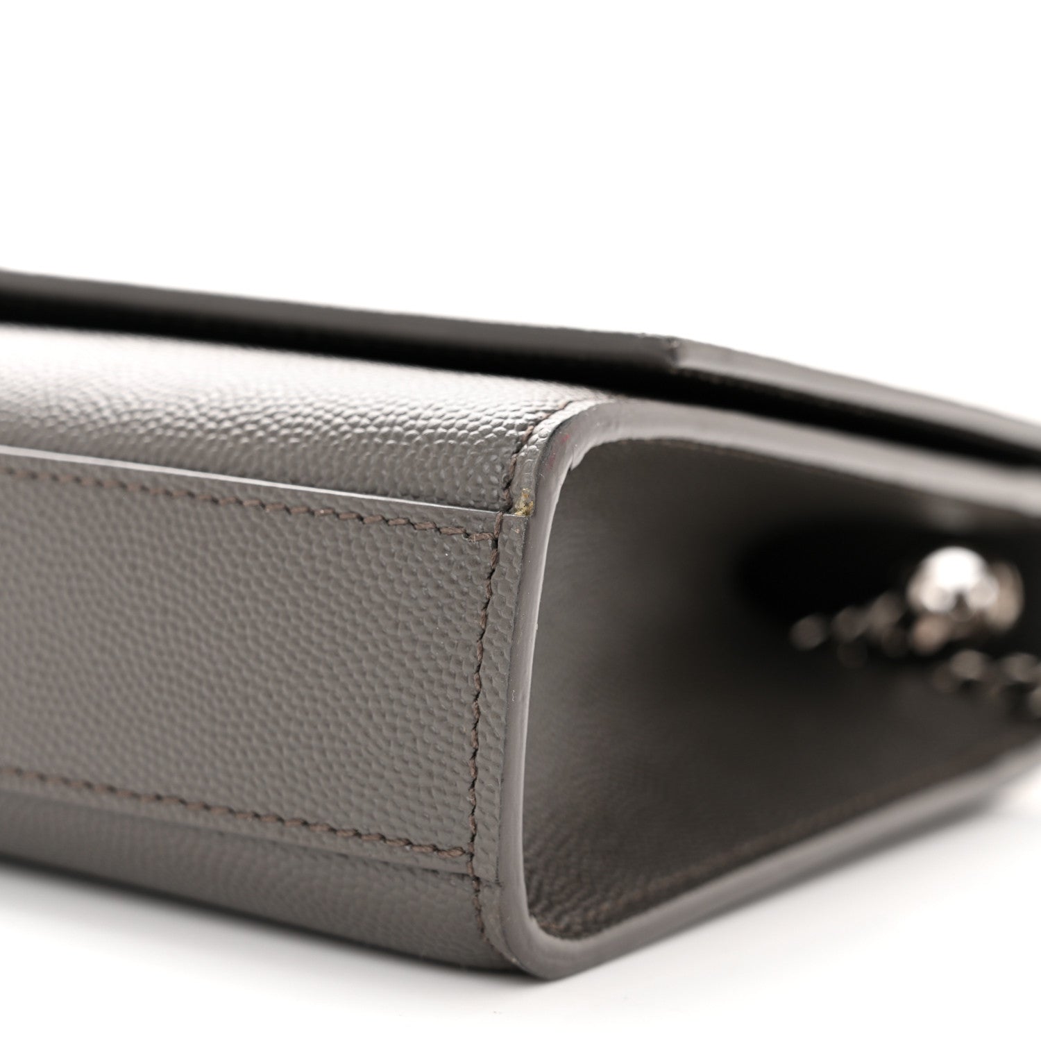 Saint Laurent Grain De Poudre Medium Classic Monogram Kate Satchel Earth Grey 10 of 10