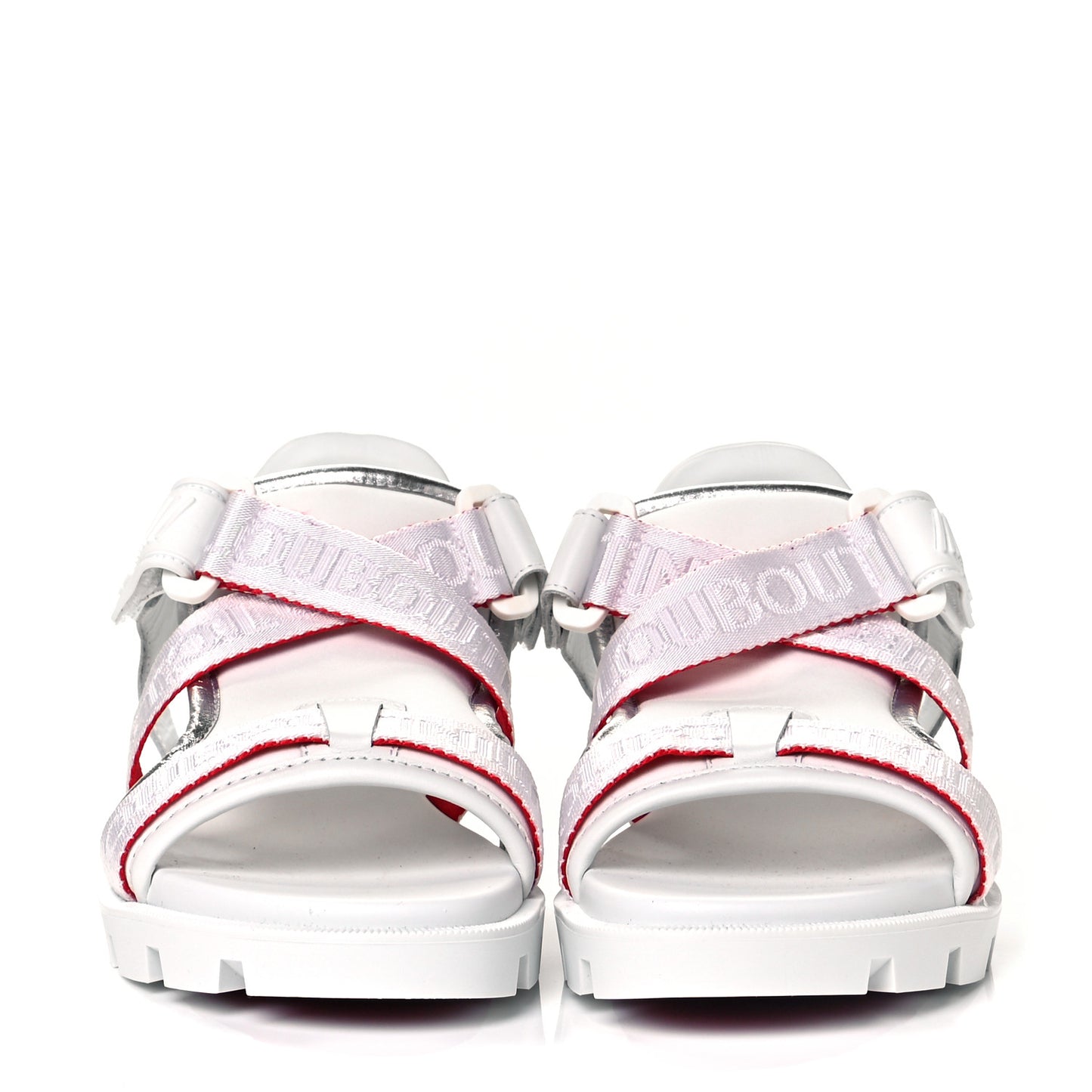 Calfskin Velcrissimo Flat Sandals 37 Blanco Silver