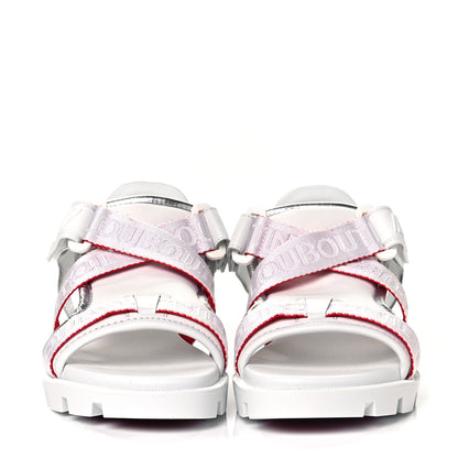 Christian Louboutin Calfskin Velcrissimo Flat Sandals 37 Blanco Silver 2 of 8