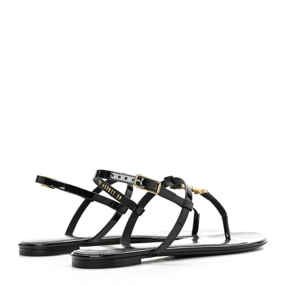 Saint Laurent Patent Calfskin Cassandra Monogram Sandals 39 Black 4 of 8