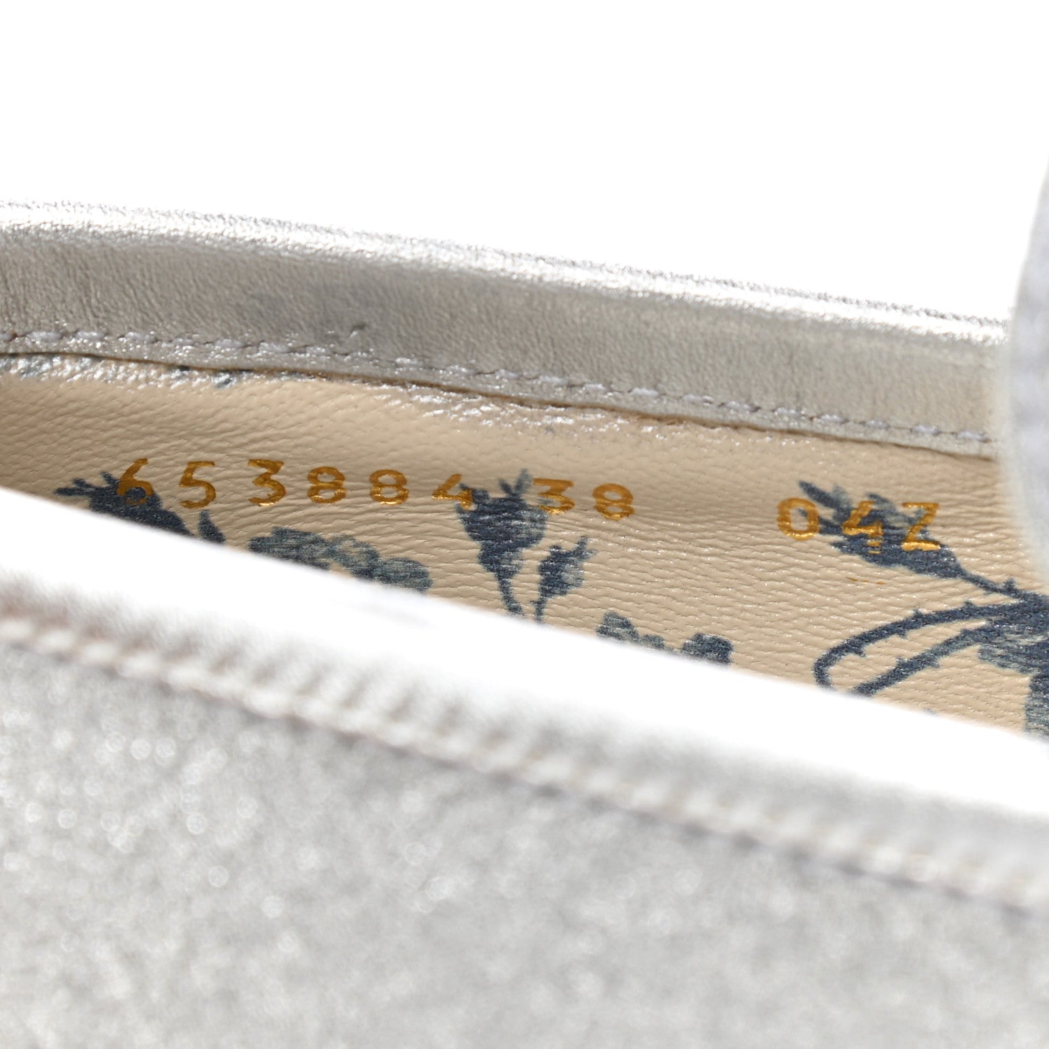 Gucci Mini Diamond Storm Silk Calfskin Womens Harald Horsebit 25mm Platform Loafers 38 Silver 8 of 9