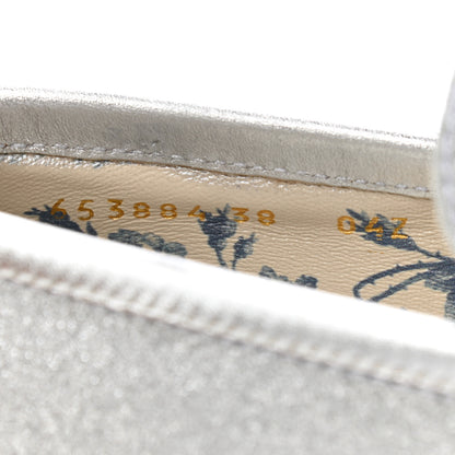 Gucci Mini Diamond Storm Silk Calfskin Womens Harald Horsebit 25mm Platform Loafers 38 Silver 8 of 9